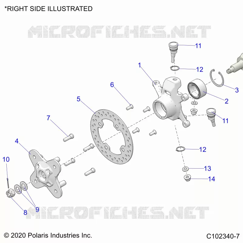 FRONT SUSPENSION HUB, KNUCKLE AND BRAKE DISC