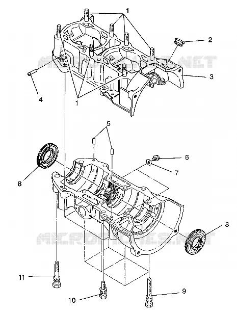 CRANKCASE ASSEMBLY 440 / 0930760 AND 440 SKS / 0930560 (4922932293028A)