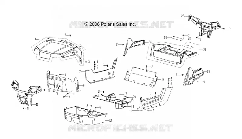 HAUBE, BUMPERS, PANELS, FLOOR AND RACK