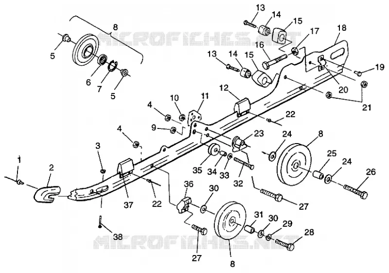 Schienen-Montage (SUSPENSION) 600 XCR 0975677, 600 XCR SE H975677 and EUROPEAN (4937963796B012)