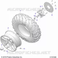 WHEELS, FRONT TIRE AND BRAKE DISC