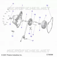 ENGINE, STATOR COVER AND FLYRAD