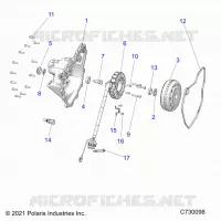 ENGINE, STATOR COVER AND FLYRAD