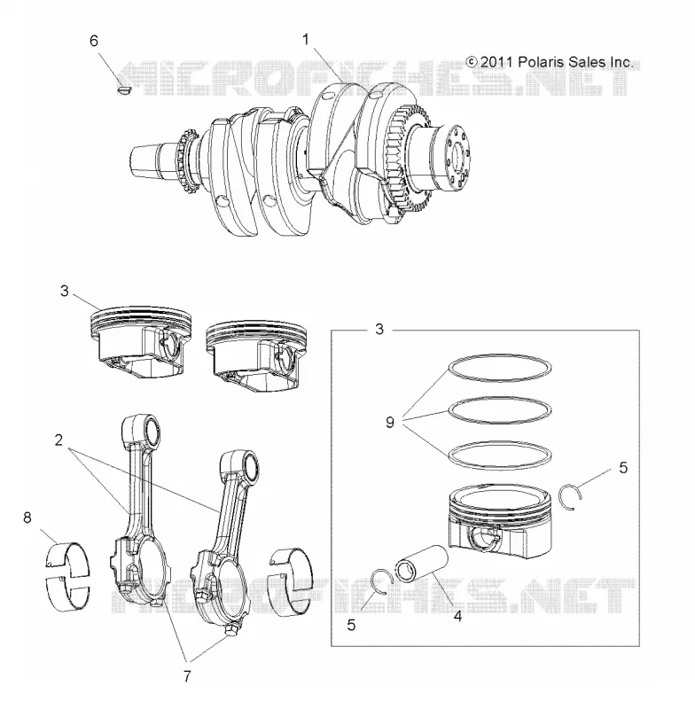 MOTOR, KURBELWELLE AND KOLBEN