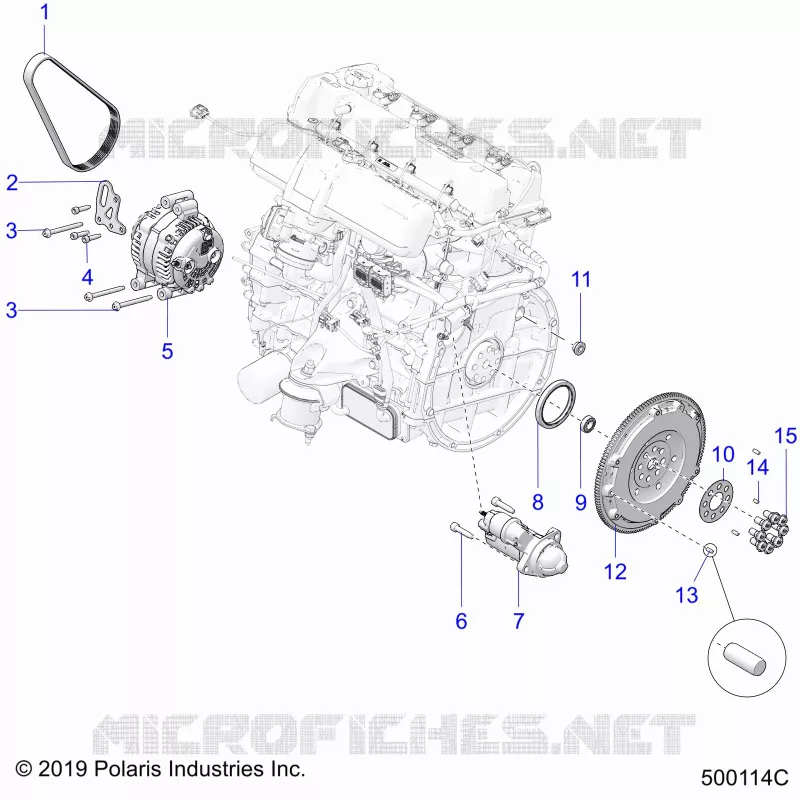 ENGINE, GENERATOR, FLYWHEEL, AND STARTER