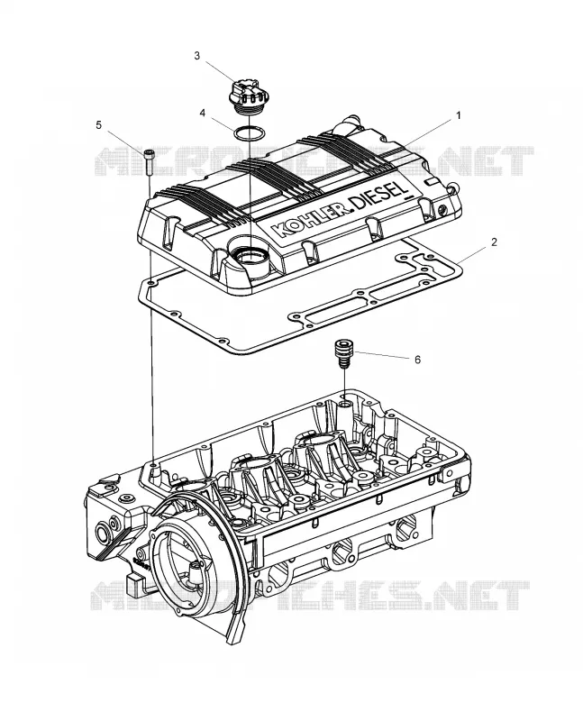 MOTOR, ROCKER ARMS COVER AND OIL FILLER