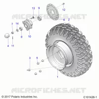 WHEELS, FRONT TIRE AND BRAKE DISK