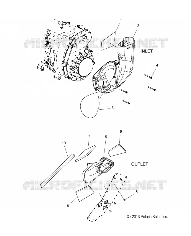 MOTOR, AIR INLET and OUTLET DUCTS