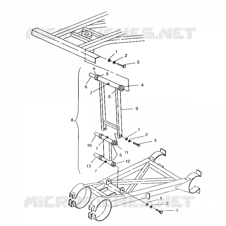 HINTER SPREIZE STABILISATOR ASSEMBLY 6x6 400L, SWEDISH S948740 and  NORWEGIAN N94 (4926812681037A)