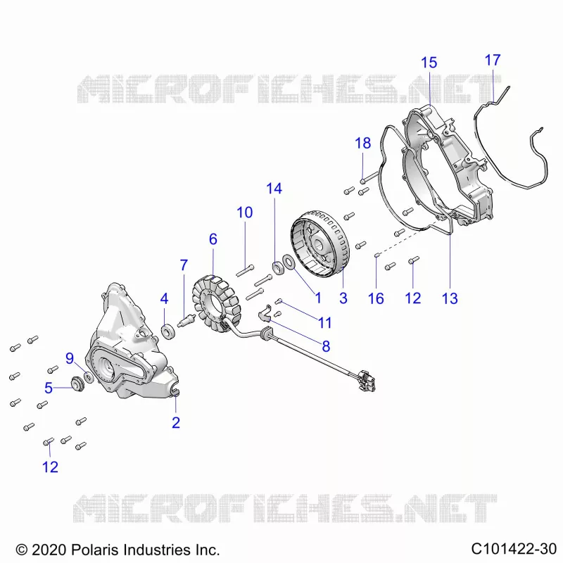 ENGINE, STATOR COVER AND FLYRAD