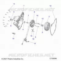ENGINE, STATOR COVER AND FLYRAD