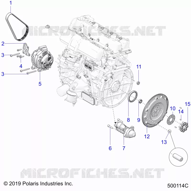 ENGINE, GENERATOR, FLYWHEEL, AND STARTER