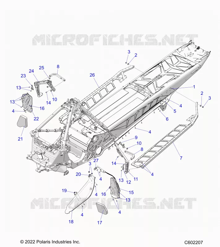 CHASSIS, CLUTCH GUARD,  FOOTRESTS, AND RUNNING BOARDS