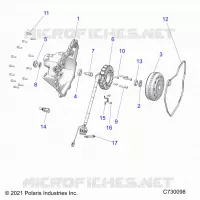 ENGINE, STATOR COVER AND FLYRAD