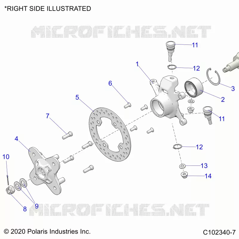 FRONT SUSPENSION HUB, KNUCKLE AND BRAKE DISC