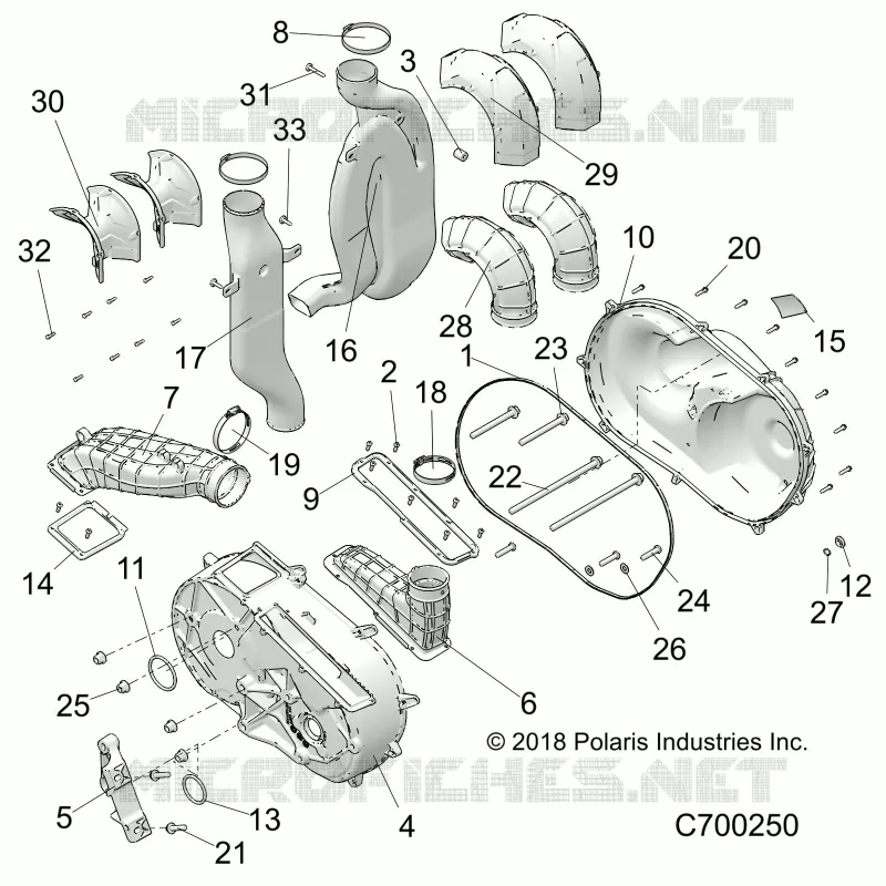 DRIVE TRAIN, CLUTCH COVER AND DUCTING