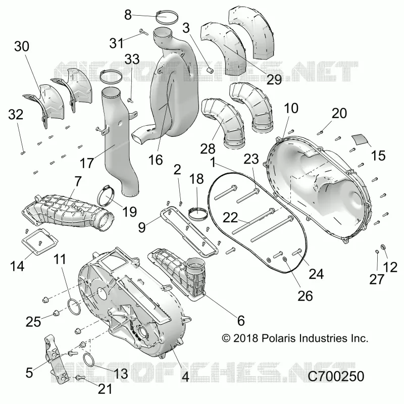DRIVE TRAIN, CLUTCH COVER AND DUCTING