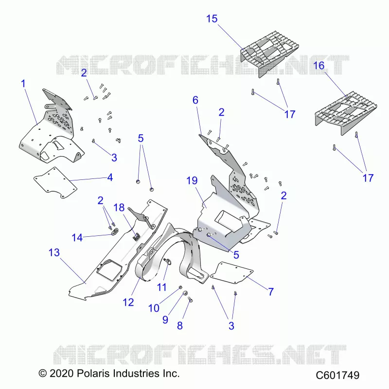 CHASSIS, CLUTCH GUARD AND FOOTRESTS