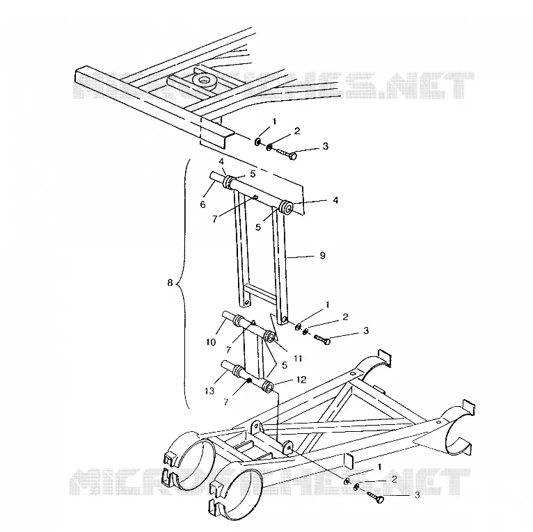 HINTER SPREIZE STABILISATOR ASSEMBLY 6x6 400L, SWEDISH S948740 and  NORWEGIAN N94 (4926812681037A)