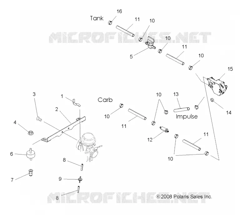 MOTOR, VERGASER MOUNTING AND TREIBSTOFF LINES