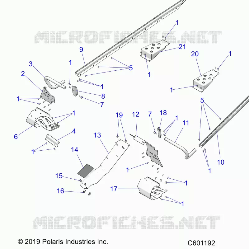 CHASSIS, CLUTCH GUARD AND FOOTRESTS