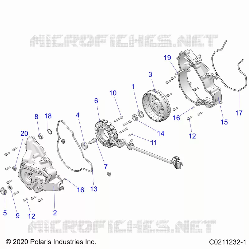 ENGINE, STATOR COVER AND FLYRAD