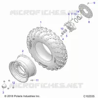 WHEELS, FRONT TIRE AND BRAKE DISC