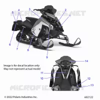 DECALS, BLUE SIDE PANEL W/ WHITE ACCENT