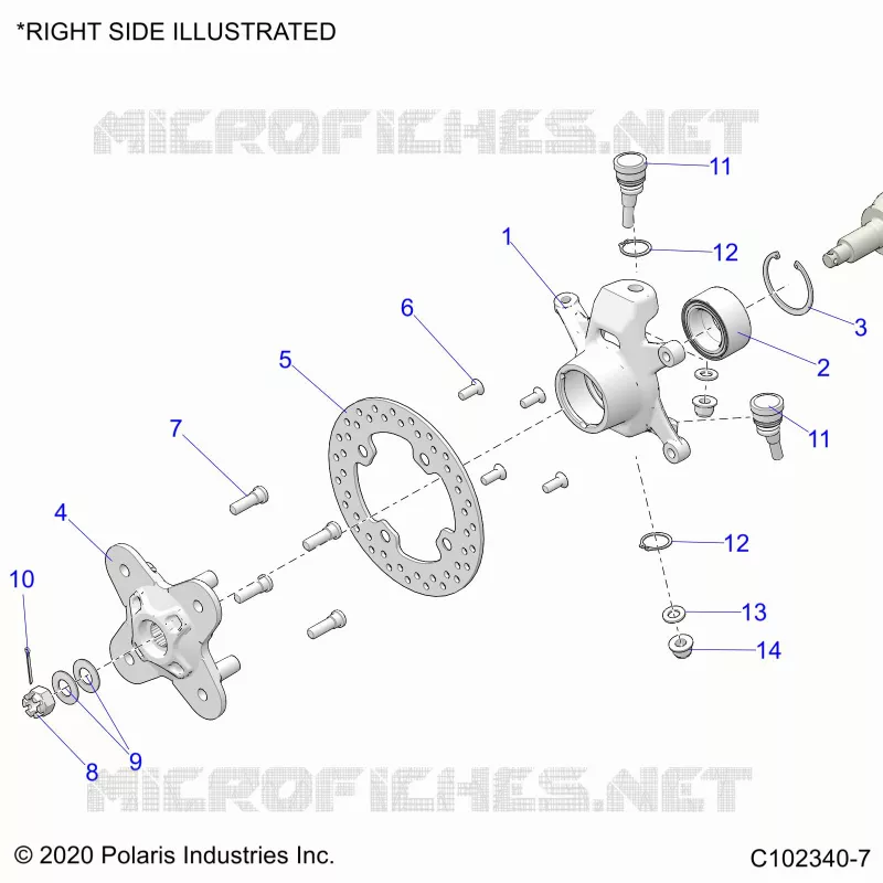 FRONT SUSPENSION HUB, KNUCKLE AND BRAKE DISC