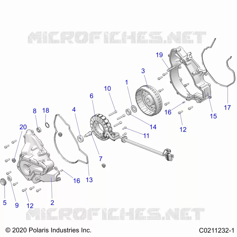 ENGINE, STATOR COVER AND FLYRAD