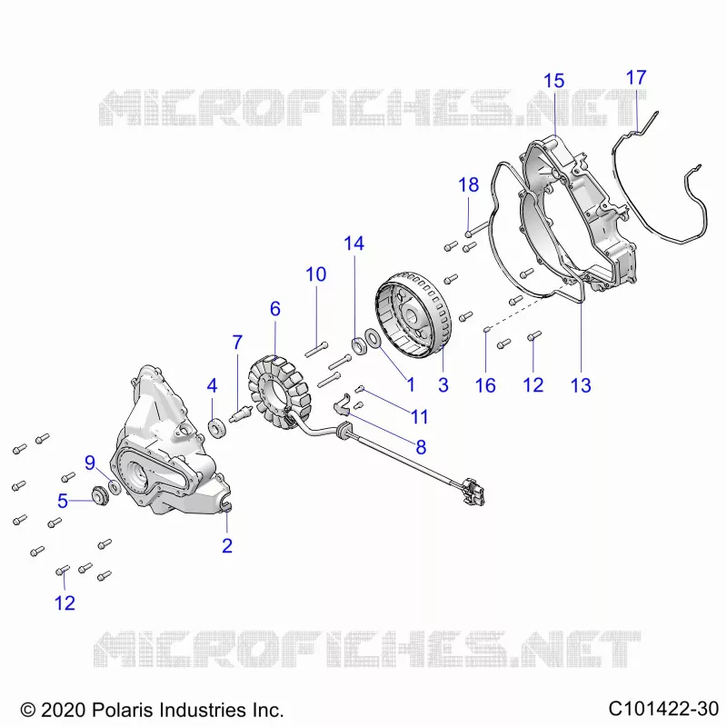 ENGINE, STATOR COVER AND FLYRAD