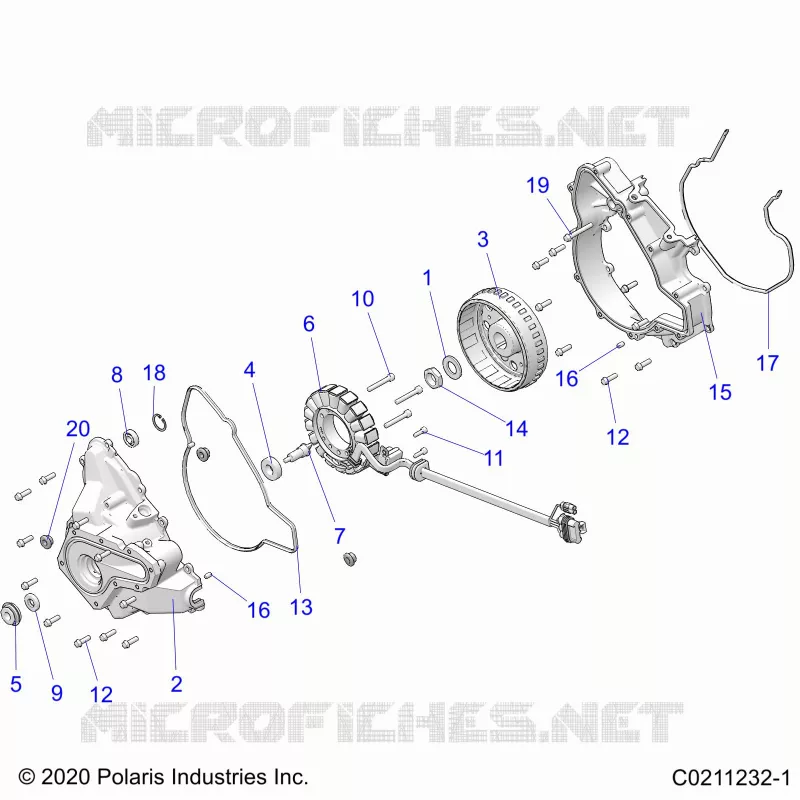 ENGINE, STATOR COVER AND FLYRAD