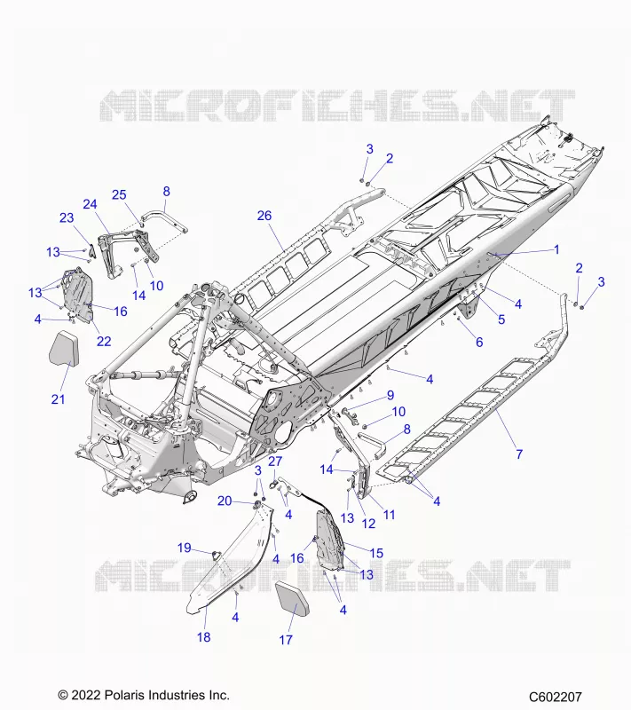 CHASSIS, CLUTCH GUARD,  FOOTRESTS, AND RUNNING BOARDS