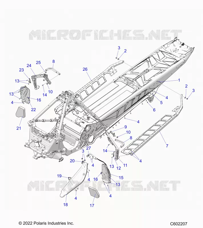 CHASSIS, CLUTCH GUARD,  FOOTRESTS, AND RUNNING BOARDS