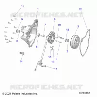 ENGINE, STATOR COVER AND FLYRAD