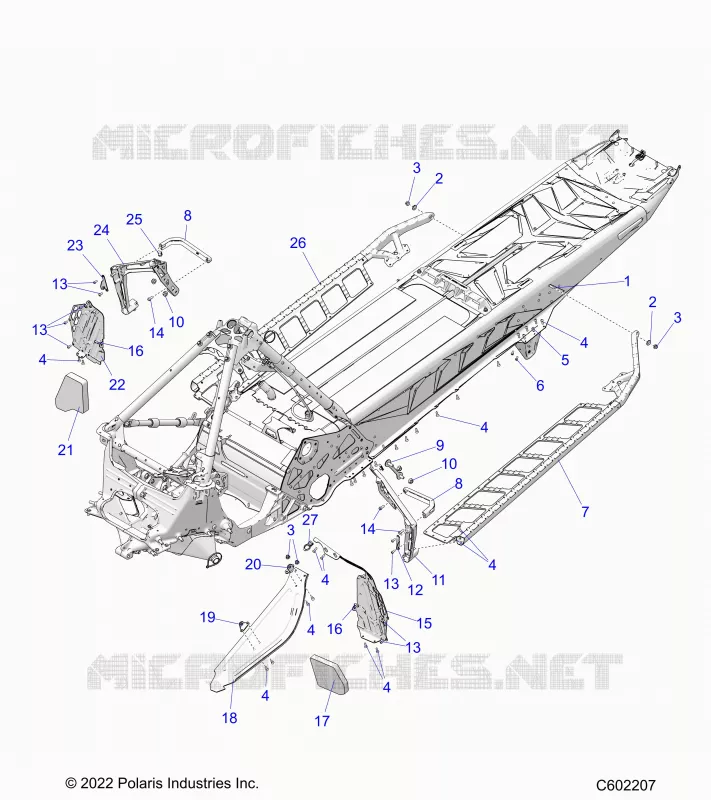 CHASSIS, CLUTCH GUARD,  FOOTRESTS, AND RUNNING BOARDS