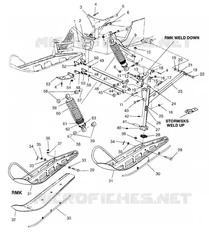 FRONT SUSPENSION AND SKI STORM 0965782, STORM SKS 0965582, EURO STORM E9657 (4931593159B004)