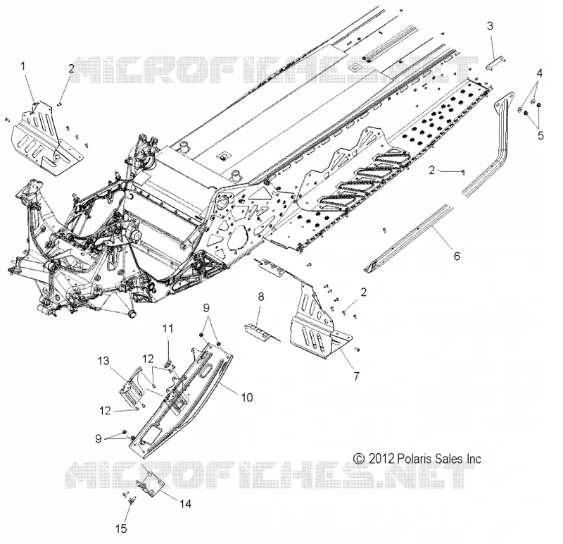 CHASSIS, CLUTCH GUARD AND FOOTRESTS (144 INCH)
