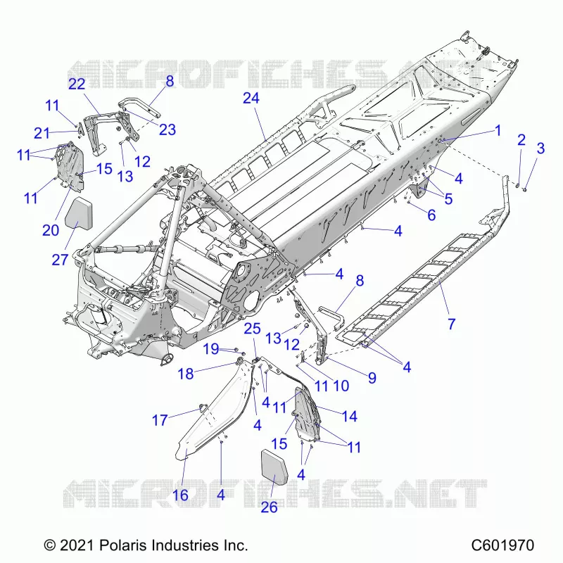 CHASSIS, CLUTCH GUARD, FOOTRESTS, AND RUNNING BOARDS