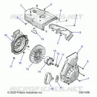 ENGINE, BLOWER HOUSING AND RÃŒCKZUG STARTER
