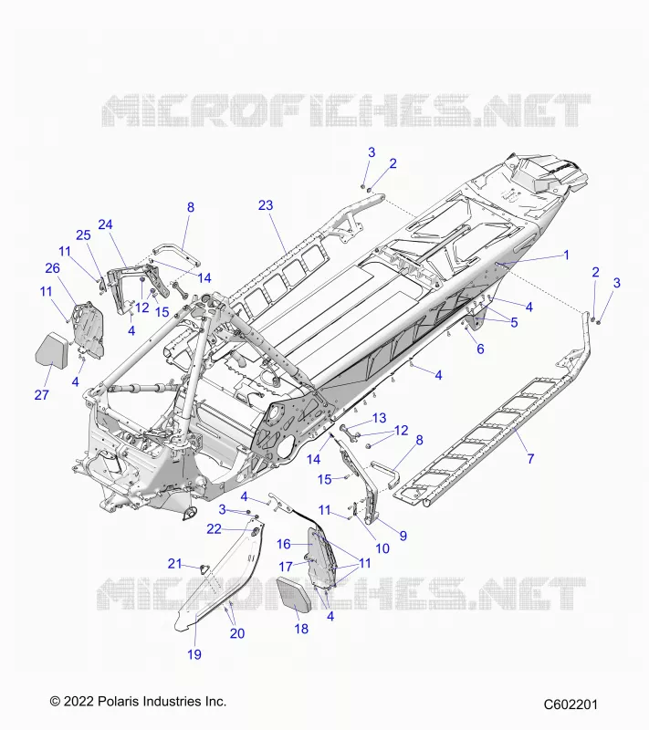 CHASSIS, CLUTCH GUARD, FOOTRESTS, AND RUNNING BOARDS