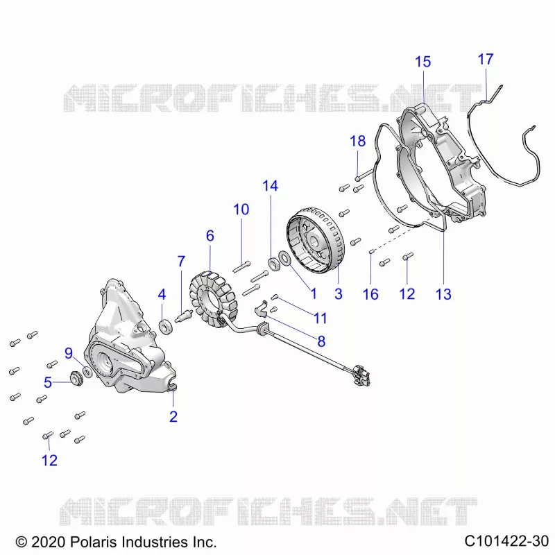 ENGINE, STATOR COVER AND FLYRAD