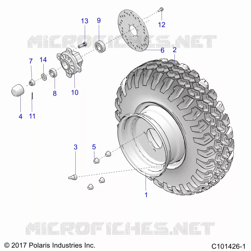 RADS, FRONT TIRE AND BRAKE DISK