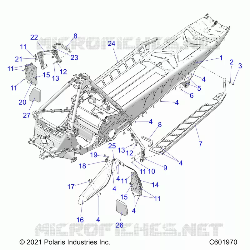 CHASSIS, CLUTCH GUARD, FOOTRESTS, AND RUNNING BOARDS