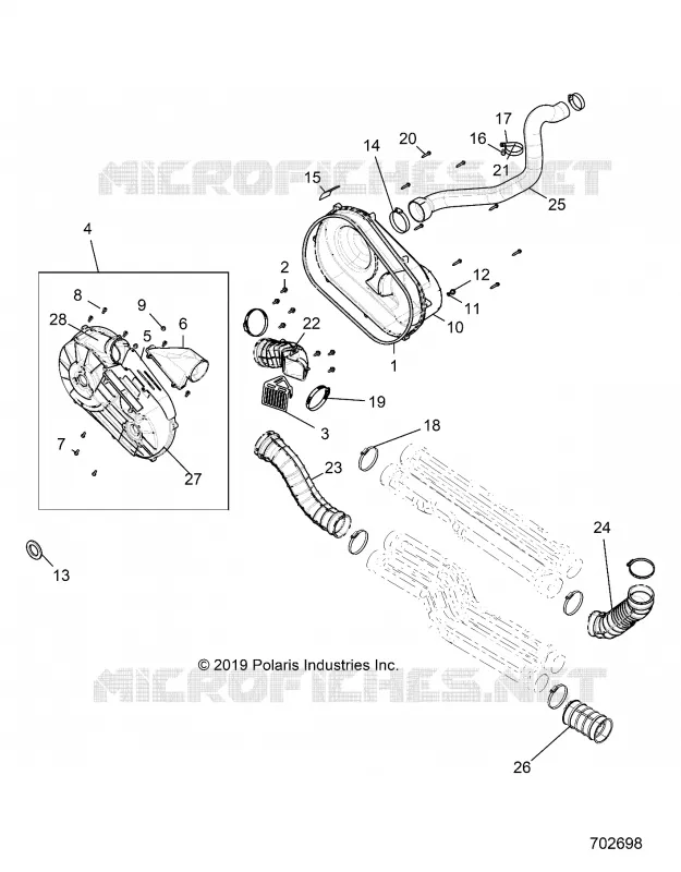 DRIVE TRAIN, CLUTCH COVER AND DUCTING