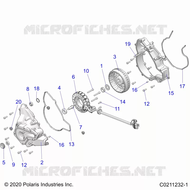 ENGINE, STATOR COVER AND FLYRAD
