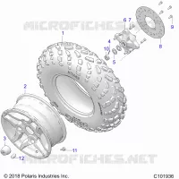 WHEELS, FRONT TIRE AND BRAKE DISC