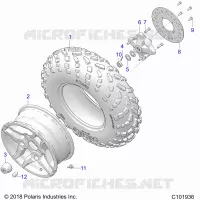 WHEELS, FRONT TIRE AND BRAKE DISC