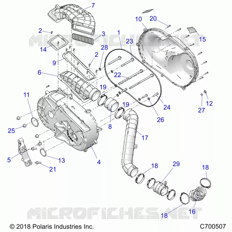 DRIVE TRAIN, CLUTCH COVER AND DUCTING