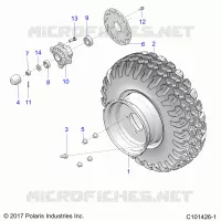 RADS, FRONT TIRE AND BRAKE DISK